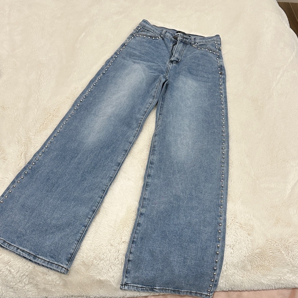 Beaded Light Wash Blue Women's Jeans